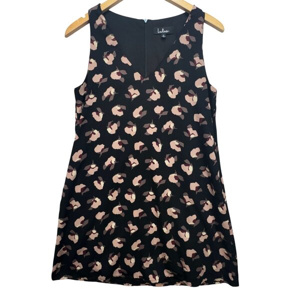 Lulus Womens Floral Shift Dress Size S Black Sleeveless V-Neck Summer Mini Chic - Picture 2 of 13